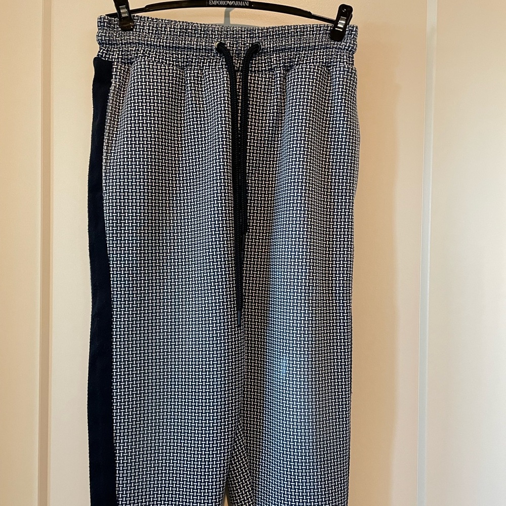 Navy blue and white print joggers by Zara man